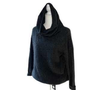 Pure Collection Cashmere Cowl Neck Hoodie Sweater Gray Quiet Luxury Size 8/10